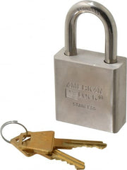 American Lock - 1-1/8" Shackle Clearance, Rekeyable Rekeyable Padlock - 5/16" Shackle Diam, Stainless Steel, with Stainless Steel (32D) Finish - Exact Tooling