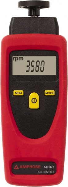 Amprobe - Accurate up to 0.02%, Contact and Noncontact Tachometer - 8 Inch Long x 9 Inch Wide x 1-3/4 Inch Meter Thick, 1 to 99,999 (Optical) and 19,999 (Mechanical) RPM Measurement - Exact Tooling