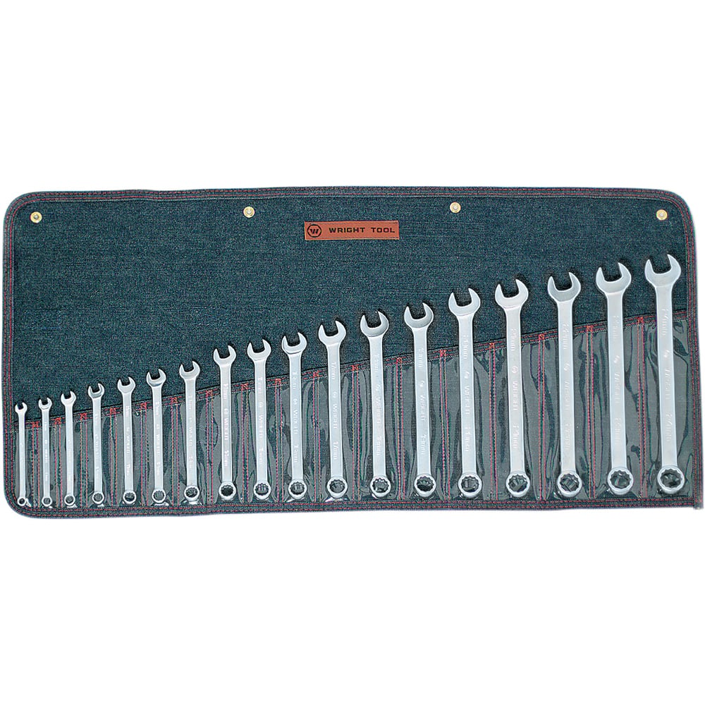 Wright Tool & Forge - 18 Pc, 7 - 24mm, 12-Point Metric Combination Wrench Set - Exact Tooling