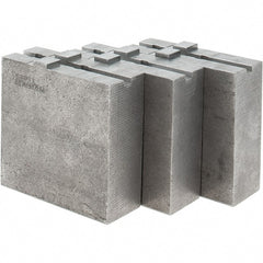 Abbott Workholding Products - 8" & Up Chuck Capacity, Tongue & Groove Attachment, Square Soft Lathe Chuck Jaw - 3 Jaws, Steel, 1-3/4" Btw Mount Hole Ctrs, 4" Long x 1-1/2" Wide x 4" High, 5/16" Groove, 3/8" Fastener - Exact Tooling