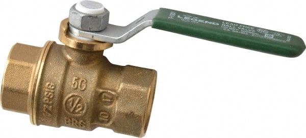 Legend Valve - 1/2" Pipe, Full Port, Brass Full Port Ball Valve - Bi-Directional, FNPT x FNPT Ends, Quarter Turn Handle, 600 WOG, 150 WSP - Exact Tooling