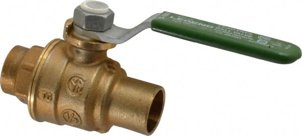 Legend Valve - 1/2" Pipe, Full Port, Brass Full Port Ball Valve - Bi-Directional, Sweat Ends, Quarter Turn Handle, 600 WOG, 150 WSP - Exact Tooling