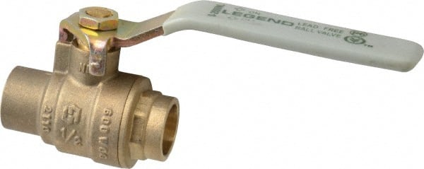 Legend Valve - 1/2" Pipe, Full Port, Brass Full Port Ball Valve - Bi-Directional, Sweat Ends, Quarter Turn Handle, 600 WOG, 150 WSP - Exact Tooling