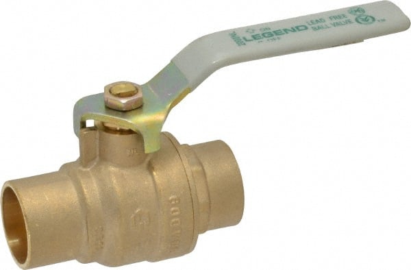 Legend Valve - 1" Pipe, Full Port, Brass Full Port Ball Valve - Bi-Directional, Sweat Ends, Quarter Turn Handle, 600 WOG, 150 WSP - Exact Tooling