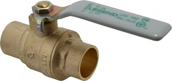 Legend Valve - 3/4" Pipe, Full Port, Brass Full Port Ball Valve - Bi-Directional, Sweat Ends, Quarter Turn Handle, 600 WOG, 150 WSP - Exact Tooling