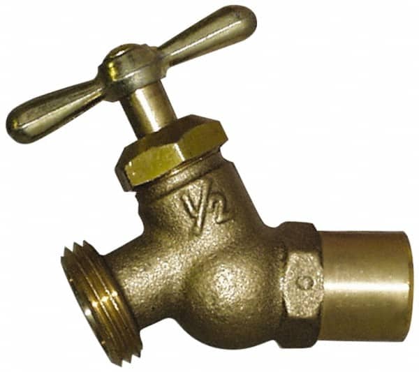 Legend Valve - 3/4" Pipe, 125 psi WOG Rating, Brass Hose Bibb, Stop Valve - T Handle, MGHT End Connections, Use with Potable Water Applications - Exact Tooling