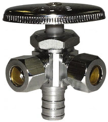 Legend Valve - NPT 1/2 Inlet, 110 Max psi, Chrome Finish, Rubber Water Supply Stop Valve - 3/8 Compression Outlet, Straight, Silver Handle, For Use with Potable Water Applications - Exact Tooling
