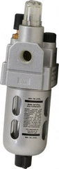 PRO-SOURCE - 1/8" NPT, 145 Max psi Miniature Modular Lubricator - Polycarbonate Bowl with Metal Guard, with Sight Glass, Cast Aluminum Body, 16 CFM, 140°F Max Temp, 1.57" Wide x 5.31" High - Exact Tooling