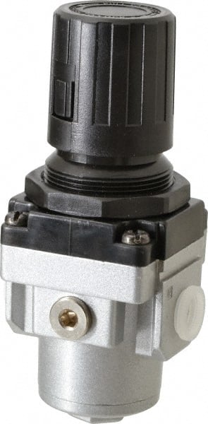 PRO-SOURCE - 1/4 NPT Port, 56 CFM, Aluminum Intermediate Regulator - 7 to 145 psi Range, 220 Max psi Supply Pressure, 1/8" Gauge Port Thread, 2.16" Wide x 5.31" High - Exact Tooling
