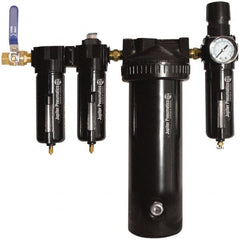 PRO-SOURCE - 25 CFM at 100 psi Inlet, 5 Stage Heavy-Duty Desiccant Dryer - 1/2" NPT Inlet/Outlet x 15" Long x 5-1/2" Wide x 16" High - Exact Tooling