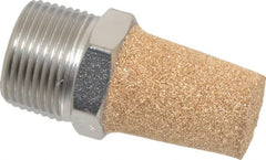 PRO-SOURCE - 3/4 Male NPT, 1-1/16" Hex, 2-1/4" OAL, Exhaust Muffler - 300 Max psi, 99 Decibel Rating, Sintered Bronze - Exact Tooling