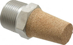 PRO-SOURCE - 1 Male NPT, 1-5/16" Hex, 2-7/8" OAL, Exhaust Muffler - 300 Max psi, 109 Decibel Rating, Sintered Bronze - Exact Tooling