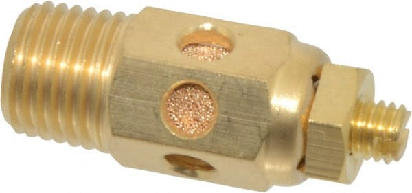 PRO-SOURCE - 1/4 Male NPT, 9/16" Hex, 1-9/16" OAL, Speed Control Muffler - 300 Max psi, 30 CFM, Brass - Exact Tooling
