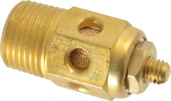 PRO-SOURCE - 3/8 Male NPT, 11/16" Hex, 1-5/8" OAL, Speed Control Muffler - 300 Max psi, 40 CFM, Brass - Exact Tooling