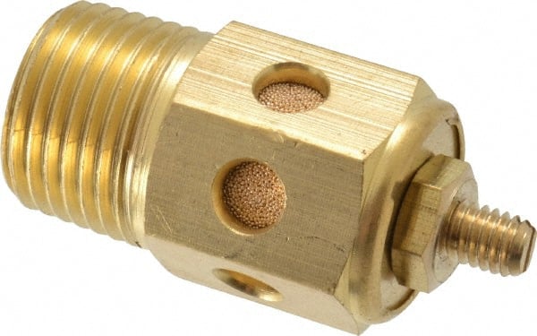 PRO-SOURCE - 1/2 Male NPT, 7/8" Hex, 2" OAL, Speed Control Muffler - 300 Max psi, 60 CFM, Brass - Exact Tooling