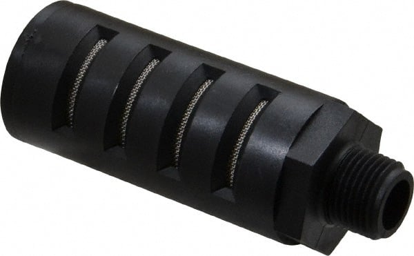 PRO-SOURCE - 3/8 Male NPT, 1" Hex, 3-27/64" OAL, Muffler - 150 Max psi, Glass Filled Nylon - Exact Tooling