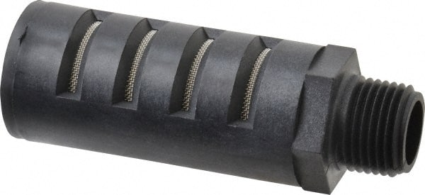 PRO-SOURCE - 1/2 Male NPT, 1" Hex, 3-35/64" OAL, Muffler - 150 Max psi, Glass Filled Nylon - Exact Tooling