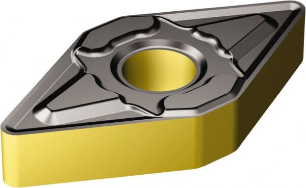 Sandvik Coromant - DNMG443 KM Grade 3210 Carbide Turning Insert - TiCN/Al2O3/TiN Finish, 55° Diamond, 1/2" Inscr Circle, 1/4" Thick, 3/64" Corner Radius - Exact Tooling