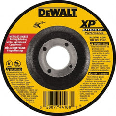 DeWALT - 24 Grit, 9" Wheel Diam, 1/8" Wheel Thickness, 7/8" Arbor Hole, Type 27 Depressed Center Wheel - Zirconia Alumina, Resinoid Bond, 6,600 Max RPM, Compatible with Angle Grinder - Exact Tooling