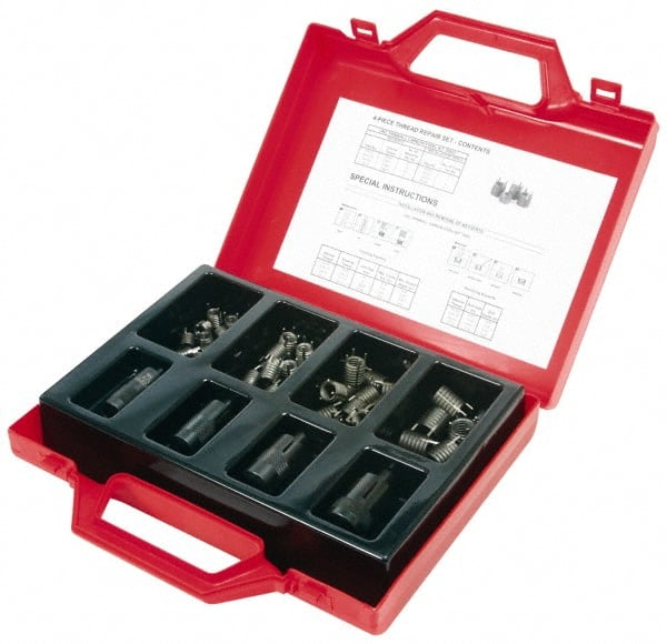 Recoil - 48 Inserts, M5x0.8, M6x1.0, M8x1.25, M10x1.50 Metric Coarse Carbon Steel, Thread Repair Kit - Includes Installation Tool - Exact Tooling