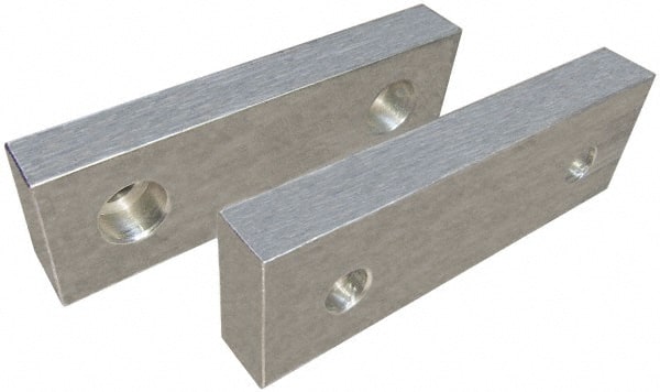 Gibraltar - 6" Wide x 3" High x 2" Thick, Flat/No Step Vise Jaw - Soft, Aluminum, Fixed Jaw, Compatible with 6" Vises - Exact Tooling