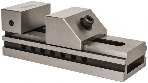 Gibraltar - 3-1/2" Jaw Width, 5" Jaw Opening Capacity, 1-3/4" Jaw Height, Toolmaker's Vise - Flat Jaw, 0.0002" Parallelism, 0.0003" Squareness, 9-1/4" OAL x 3-11/32" OAH - Exact Tooling