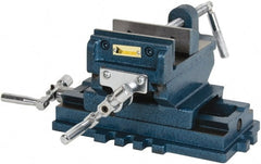 Interstate - 3-35/64" Jaw Opening Capacity x 1.18" Throat Depth, Horizontal Drill Press Vise - 4" Wide x 1.18" High Jaw, Cross Slide Base, Standard Speed, 8" OAL x 5.1" Overall Height, Cast Iron - Exact Tooling