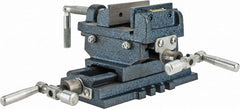 Interstate - 2-23/32" Jaw Opening Capacity x 1" Throat Depth, Horizontal Drill Press Vise - 3" Wide x 27/32" High Jaw, Cross Slide Base, Standard Speed, 5-7/16" OAL x 4.72" Overall Height, Cast Iron - Exact Tooling