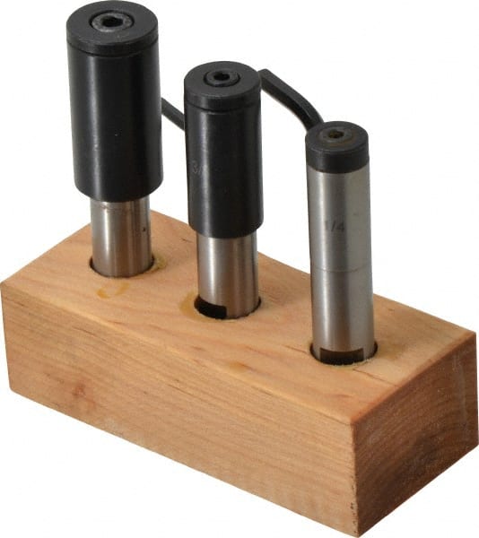 Interstate - 1/2 Inch Shank Diameter, 1/4 and 1/2 Inch Cutter Hole Diameter, Straight Shank Slitting and Slotting Saw Arbor - 2.83, 3.01, 3.2 Inch Long, 1/2 Inch Shank Diameter, 1/2, 5/8, 3/4 Inch Head Diameter - Exact Tooling
