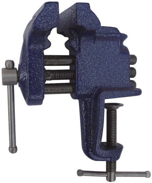 Gibraltar - 3" Jaw Width, 2-1/2" Opening Capacity, 2-5/8" Throat Depth, Cast Iron Stationary Bench Vise - Clamp-On Base Attachment - Exact Tooling