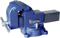 Gibraltar - 6" Jaw Width x 6-1/4" Jaw Opening Capacity, 3-1/2" Throat Depth, Bench & Pipe Combination Vise - 1-1/4 to 2-1/2" Pipe Capacity, Swivel Base, Bolt Down Attachment, Ductile Iron - Exact Tooling