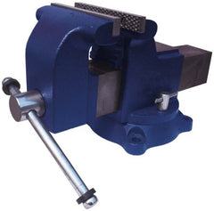 Gibraltar - 5" Jaw Width x 5" Jaw Opening Capacity, 3" Throat Depth, Bench & Pipe Combination Vise - 5/8 to 2-3/8" Pipe Capacity, Swivel Base, Bolt Down Attachment, Ductile Iron - Exact Tooling