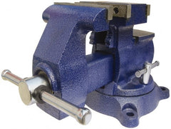 Gibraltar - 5-1/2" Jaw Width x 6" Jaw Opening Capacity, 3-3/4" Throat Depth, Bench & Pipe Combination Vise - 1/8 to 3" Pipe Capacity, Swivel Base, Bolt Down Attachment, Ductile Iron - Exact Tooling