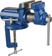 Gibraltar - 4" Jaw Width, 2-1/4" Opening Capacity, 2" Throat Depth, Cast Iron Stationary Bench Vise - Clamp-On Base Attachment - Exact Tooling