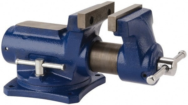Gibraltar - 4" Jaw Width, 2-1/4" Opening Capacity, 2" Throat Depth, Cast Iron Swivel Bench Vise - Bolt Down Base Attachment - Exact Tooling