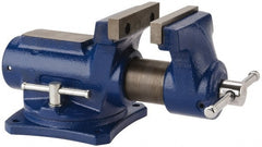 Gibraltar - 4" Jaw Width, 2-1/4" Opening Capacity, 2" Throat Depth, Cast Iron Swivel Bench Vise - Bolt Down Base Attachment - Exact Tooling