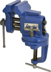 Gibraltar - 2-1/2" Jaw Width, 2-1/2" Opening Capacity, 1-5/8" Throat Depth, Cast Iron Swivel Bench Vise - Clamp-On Base Attachment - Exact Tooling