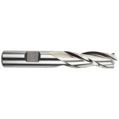2 Dia. x 6-3/4 Overall Length 3-Flute Square End High Speed Steel SE End Mill-Round Shank-Center Cutting -Uncoated - Exact Tooling
