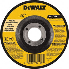 DeWALT - 24 Grit, 6" Wheel Diam, 1/8" Wheel Thickness, 7/8" Arbor Hole, Type 27 Depressed Center Wheel - Aluminum Oxide, 10,100 Max RPM, Compatible with Angle Grinder - Exact Tooling