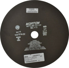 Norton - 12" Aluminum Oxide Cutoff Wheel - 0.078" Thick, 1-1/4" Arbor, 3,820 Max RPM, Use with Stationary Tools - Exact Tooling