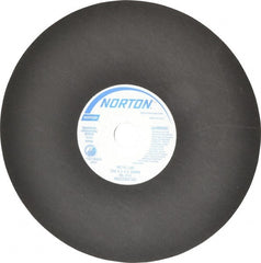 Norton - 13-3/4" Aluminum Oxide Cutoff Wheel - 0.098" Thick, 1-1/4" Arbor, 3,300 Max RPM, Use with Stationary Tools - Exact Tooling
