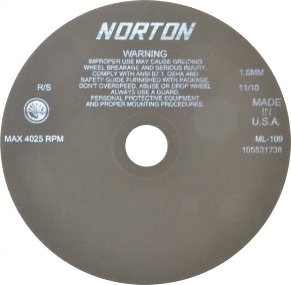 Norton - 9" Aluminum Oxide Cutoff Wheel - 0.063" Thick, 1-1/4" Arbor, 4,025 Max RPM, Use with Stationary Tools - Exact Tooling