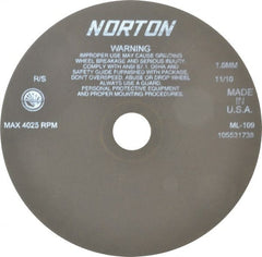 Norton - 9" Aluminum Oxide Cutoff Wheel - 0.063" Thick, 1-1/4" Arbor, 4,025 Max RPM, Use with Stationary Tools - Exact Tooling