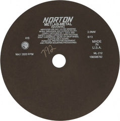 Norton - 12" Aluminum Oxide Cutoff Wheel - 0.078" Thick, 1-1/4" Arbor, 3,820 Max RPM, Use with Stationary Tools - Exact Tooling