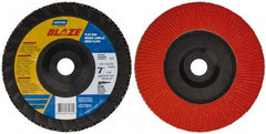 Norton - 60 Grit, 7" Disc Diam, 7/8" Center Hole, Type 27 Ceramic Flap Disc - Plastic Backing, Arbor Attaching System, Coated - Exact Tooling