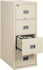 FireKing - 17-3/4" Wide x 52-3/4" High x 31-5/8" Deep, 4 Drawer Pedestal - Steel, Parchment - Exact Tooling