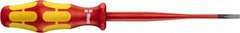 Wera - 181mm OAL Insulated Slotted Screwdriver - 100mm Blade Length, Round Shank, Ergonomic Handle - Exact Tooling