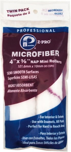Premier Paint Roller - 3/8" Nap, 4" Wide Paint Mini Roller - Semi-Smooth Texture, Microfiber - Exact Tooling