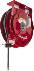 Reelcraft - 10 AWG, 50' Cable Length, Cord & Cable Reel with Flying Lead End - 0 Outlets, 30 Amps, 125 Volts, SEOOW Cable, Red Reel, Spring Driven Reel - Exact Tooling