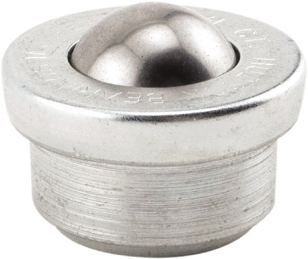 Hudson Bearing - 5/8 Inch Diameter, Round, Nylon Ball Transfer - 1.1875 Inch Overall Diameter, 3/8 Inch Mount Height, 125 Lb. Capacity - Exact Tooling